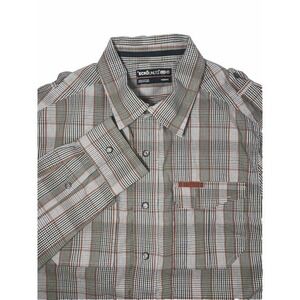 Ecko Unltd Shirt Men's M Snap And‎ Zipper Long Sleeve Brown Plaid